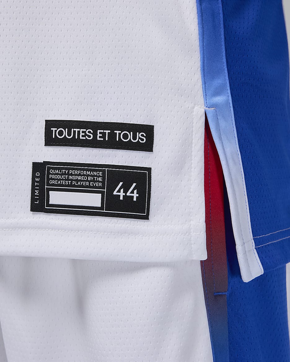 Jersey France Limited Home Jordan Basketball för män - Vit/Hyper Royal