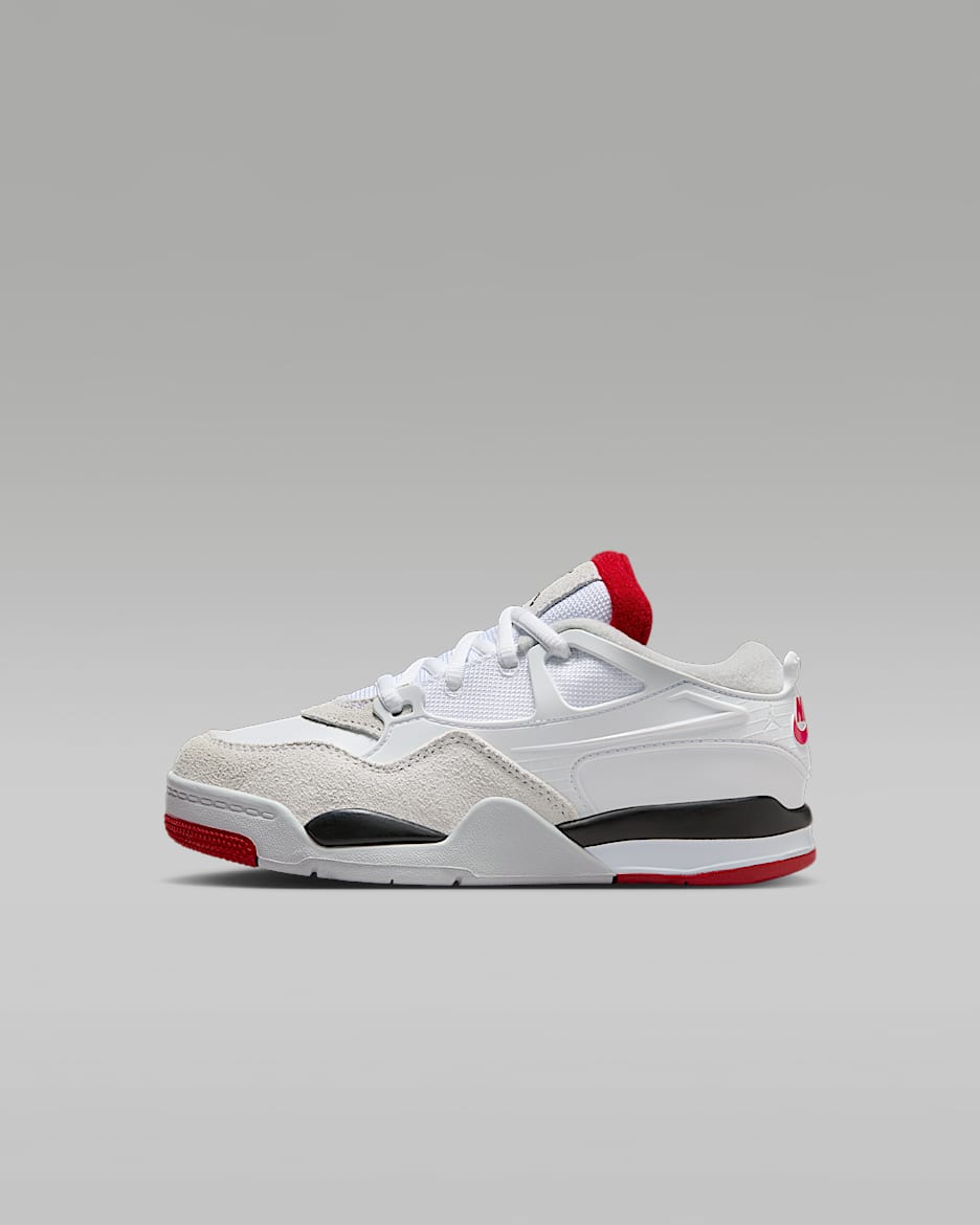 Jordan 4 RM Little Kids' Shoes - White/Black/Neutral Grey/Varsity Red