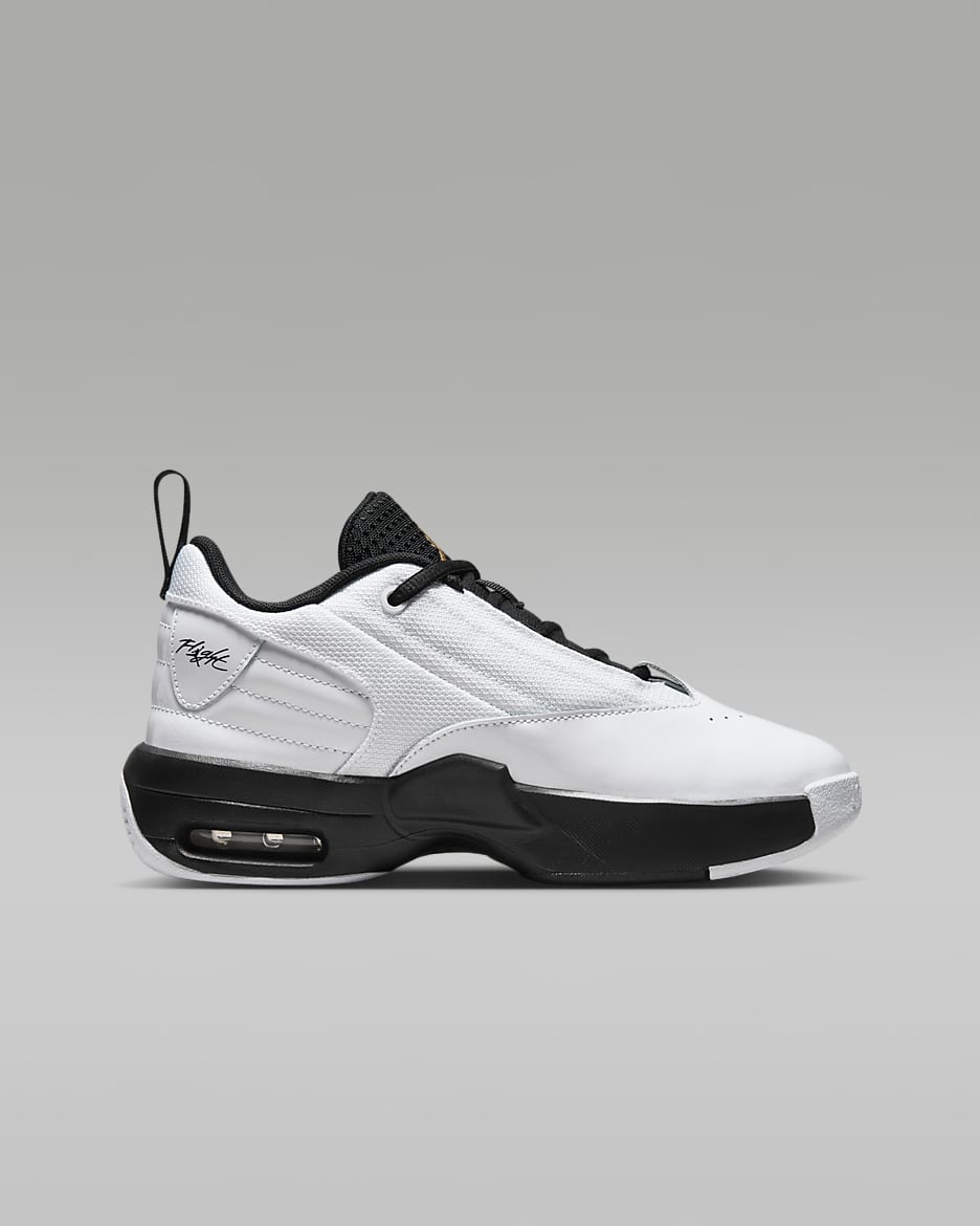 Tenis para niños grandes Jordan Max Aura 6 - Blanco/Negro/Oro metalizado