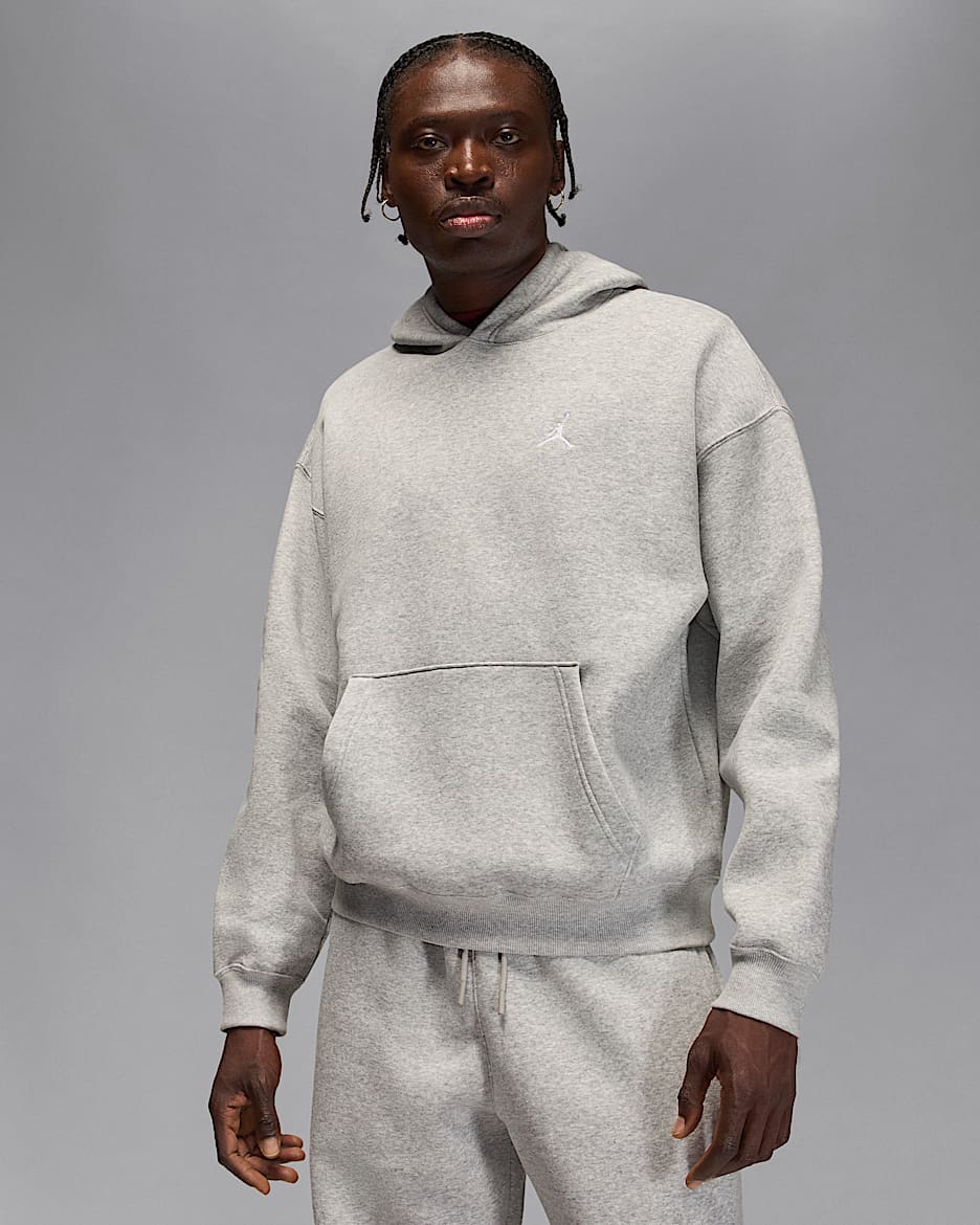 Jordan Brooklyn Fleece Oversized-Hoodie (Herren) - Grey Heather/Weiß