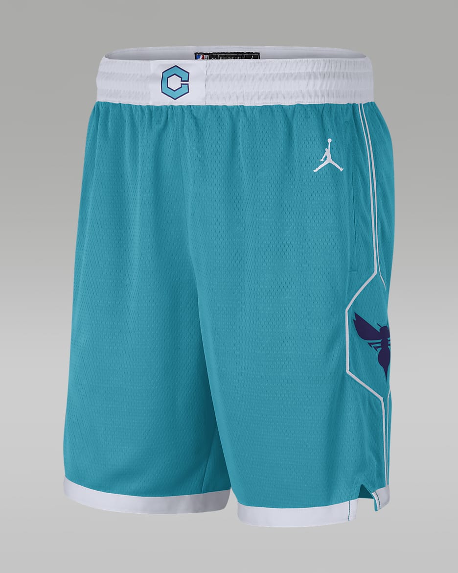 Hornets Icon Edition 2020 Men's Jordan NBA Swingman Shorts - Rapid Teal/White