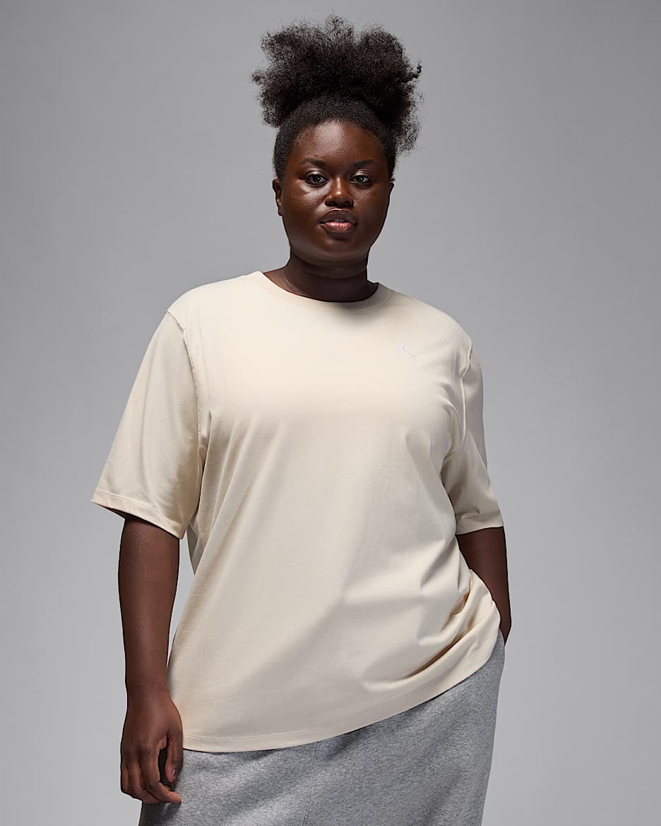 T-shirt Girlfriend Jordan Essentials (Plus size) – Donna - Light Orewood Brown/Bianco
