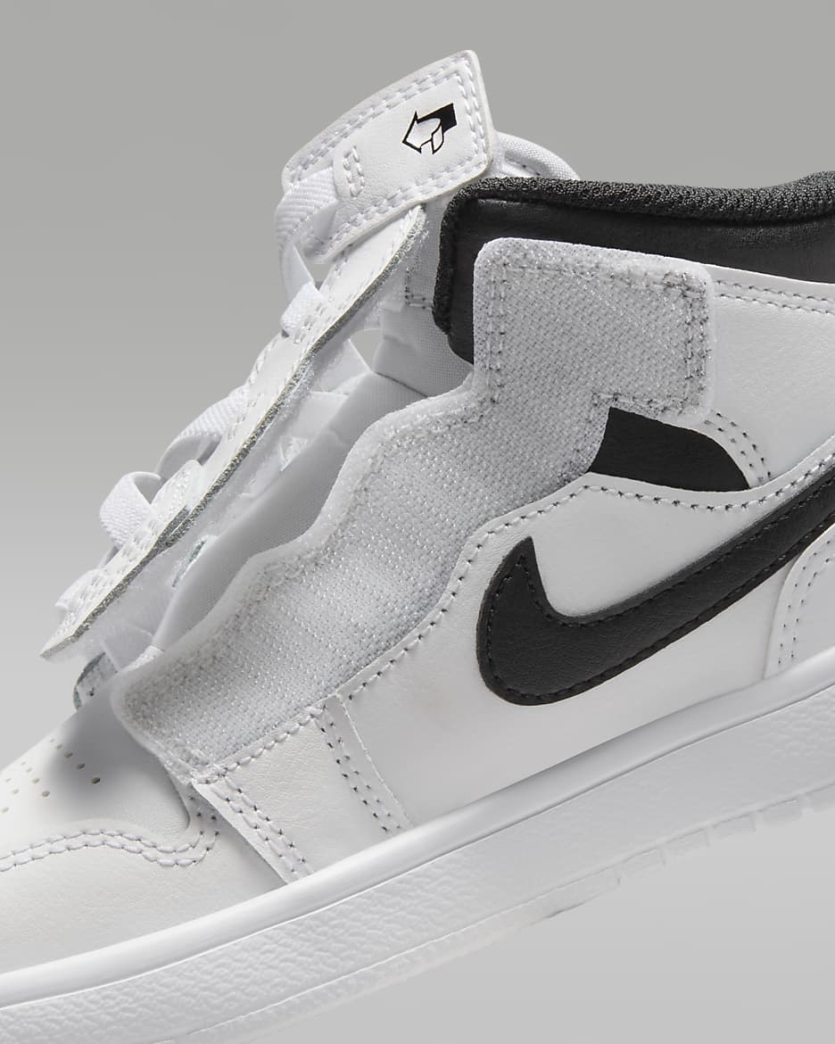 Jordan 1 Mid Alt Little Kids' Shoes - White/White/Black/Black