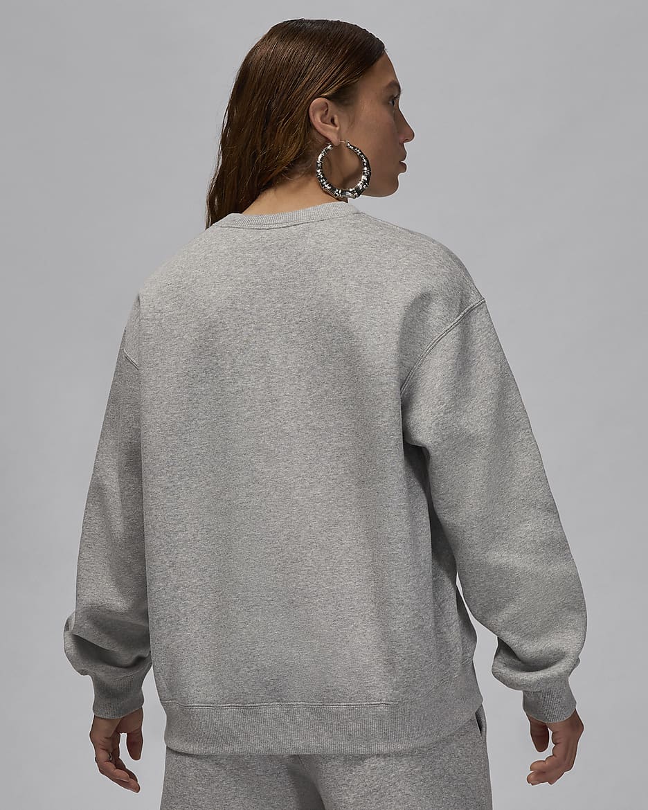 Jordan Brooklyn Fleece sweatshirt met ronde hals voor dames - Dark Grey Heather/Wit