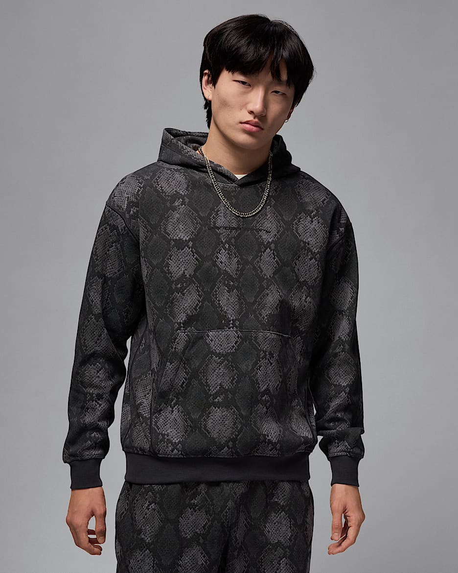 Jordan Sport Hoop Fleece Dri-FIT Baskılı Kapüşonlu Erkek Sweatshirt'ü - Siyah/Off Noir/Siyah