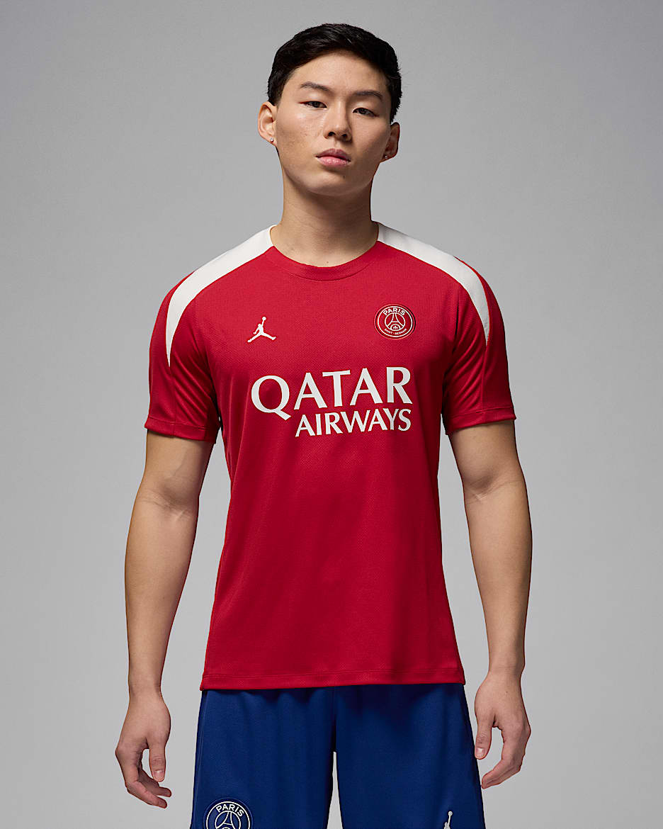 Paris Saint-Germain Strike Fourth Men's Jordan Dri-FIT Football Knit Short-Sleeve Top - Wings Jordan Red/Wings Jordan Red/Phantom/Phantom