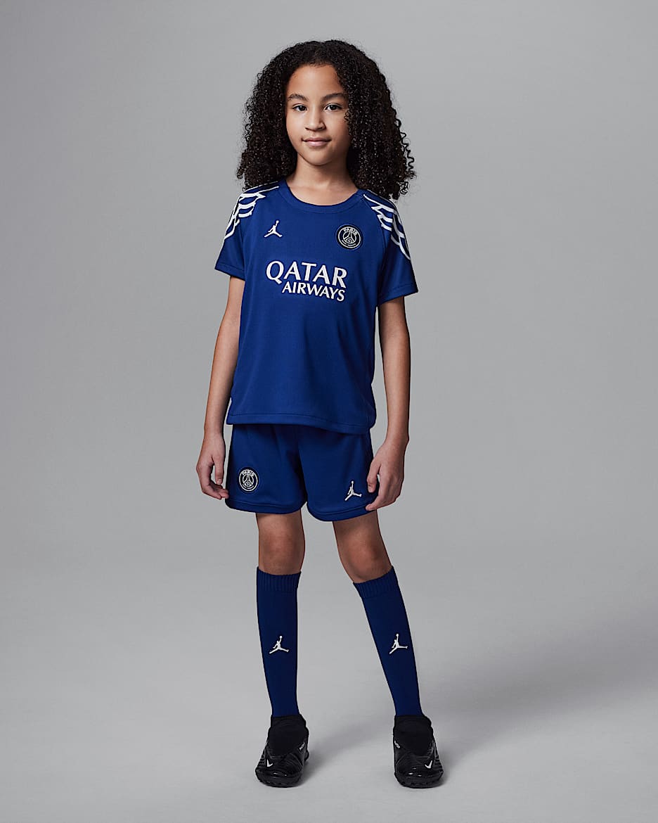Paris Saint-Germain 2025 Stadium Fourth Younger Kids' Jordan Football Replica 3-Piece Kit - Blue Void/Phantom/Phantom