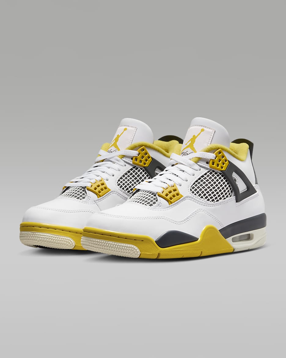 Air Jordan 4 Retro Women's Shoes - White/Vivid Sulphur/Anthracite/Coconut Milk