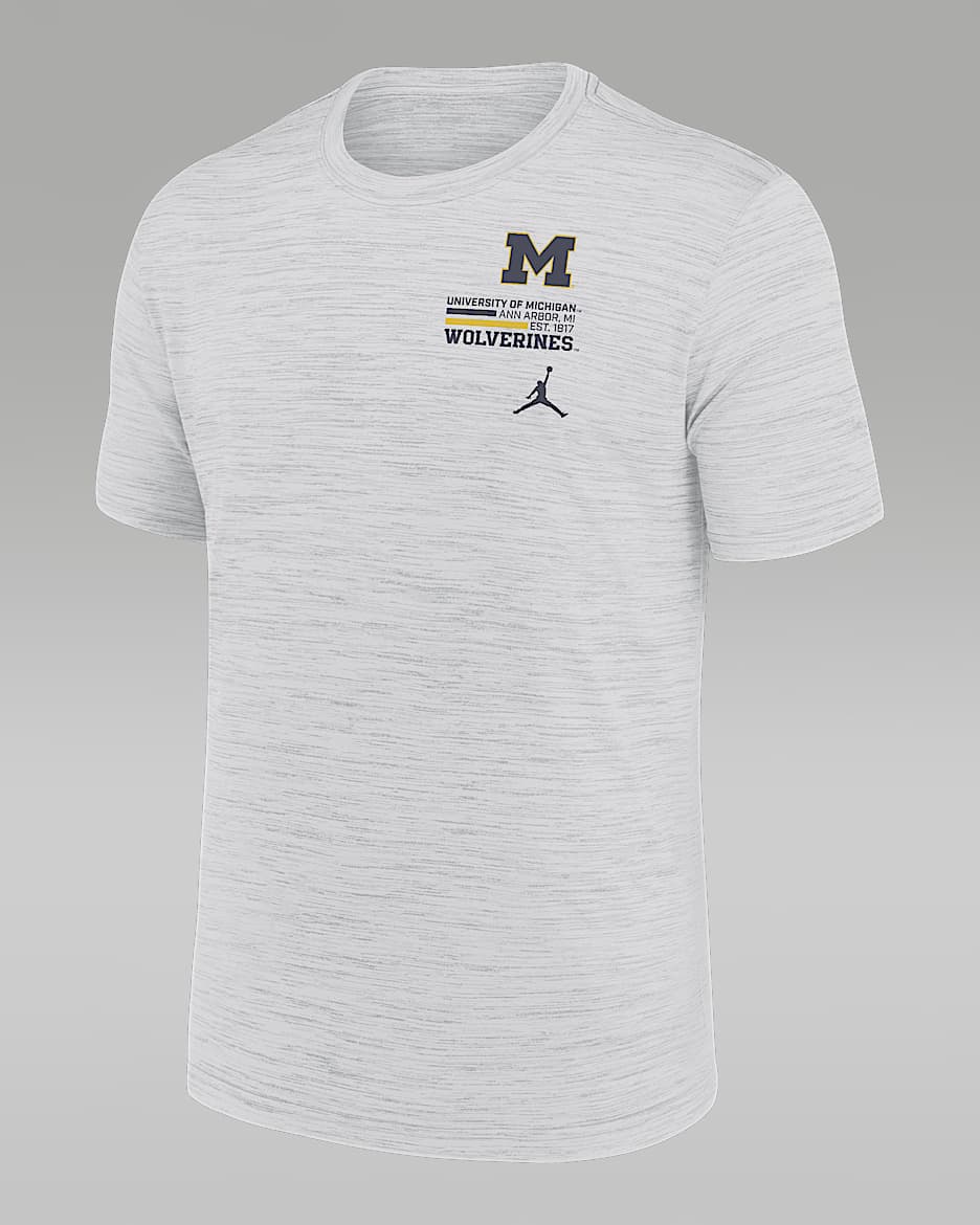 Michigan Campus Chest Stack Velocity Men's Nike Dri-FIT College T-Shirt - White
