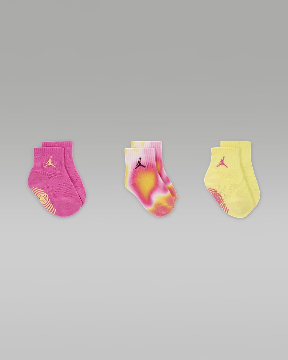 Jordan Air Heat Map Baby (3-6M) Gripper Socks (3 Pairs) - Laser Fuchsia