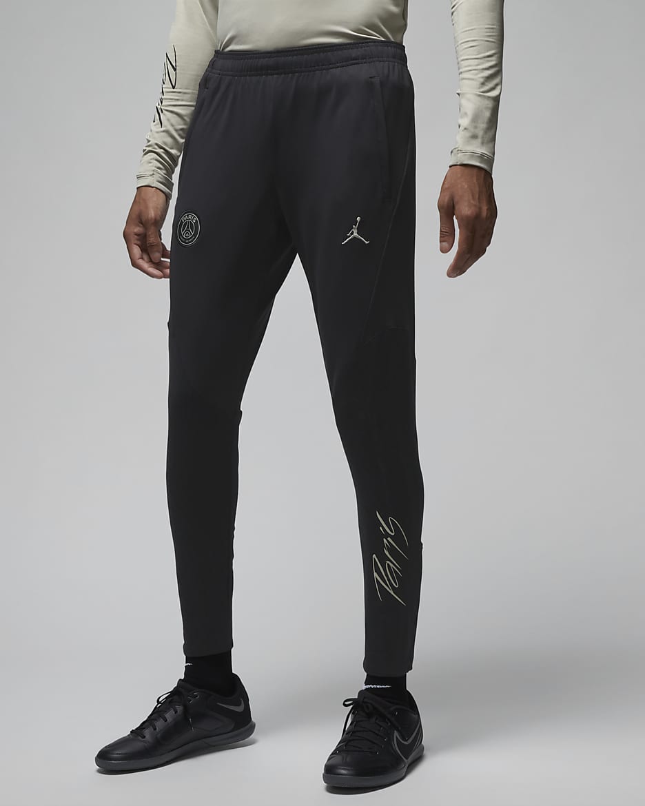 Paris Saint-Germain Strike Derde Jordan Dri-FIT knit voetbalbroek voor heren - Zwart/Zwart/Stone