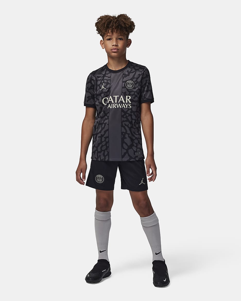 Paris Saint-Germain 2023/24 Stadium Derde Jordan voetbalshirt met Dri-FIT voor kids - Anthracite/Zwart/Stone