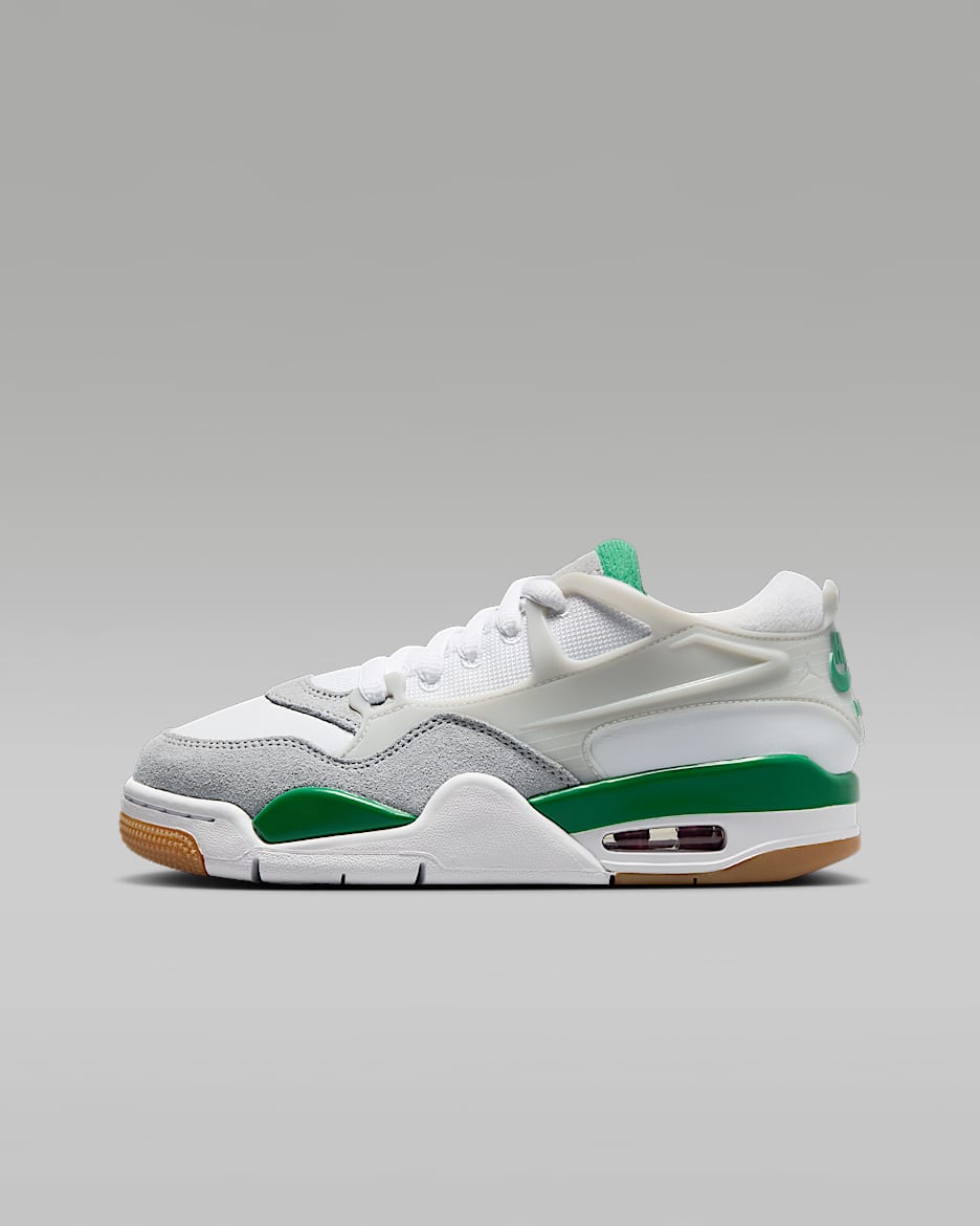 Chaussure Air Jordan 4 RM pour ado - Blanc/Neutral Grey/Wolf Grey/Pine Green
