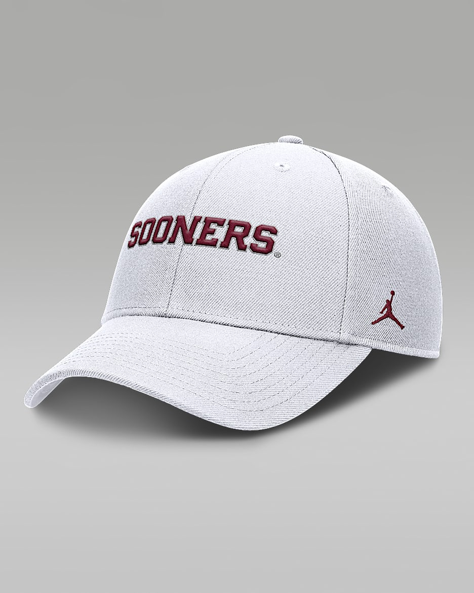 Oklahoma On-Field Rise Gameday Men's Jordan Brand Dri-FIT College Trucker Adjustable Hat - White