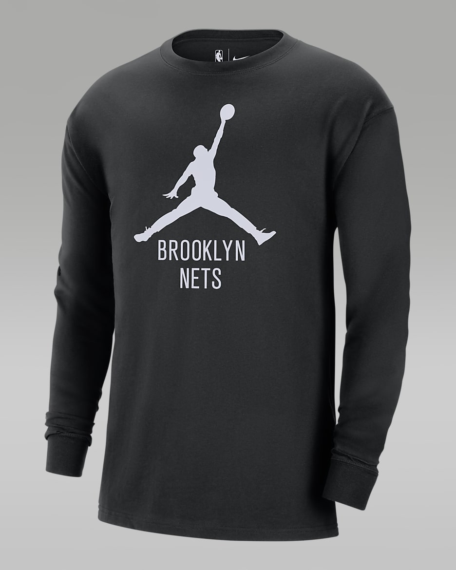 Playera de manga larga de la NBA Jordan para hombre Brooklyn Nets Essential - Negro