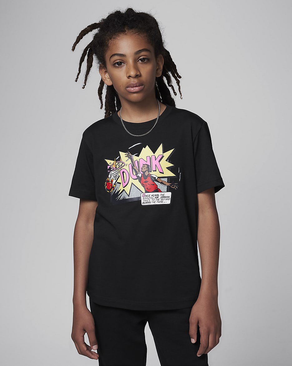 Air Jordan Big Kids' Dunk Comics T-Shirt - Black