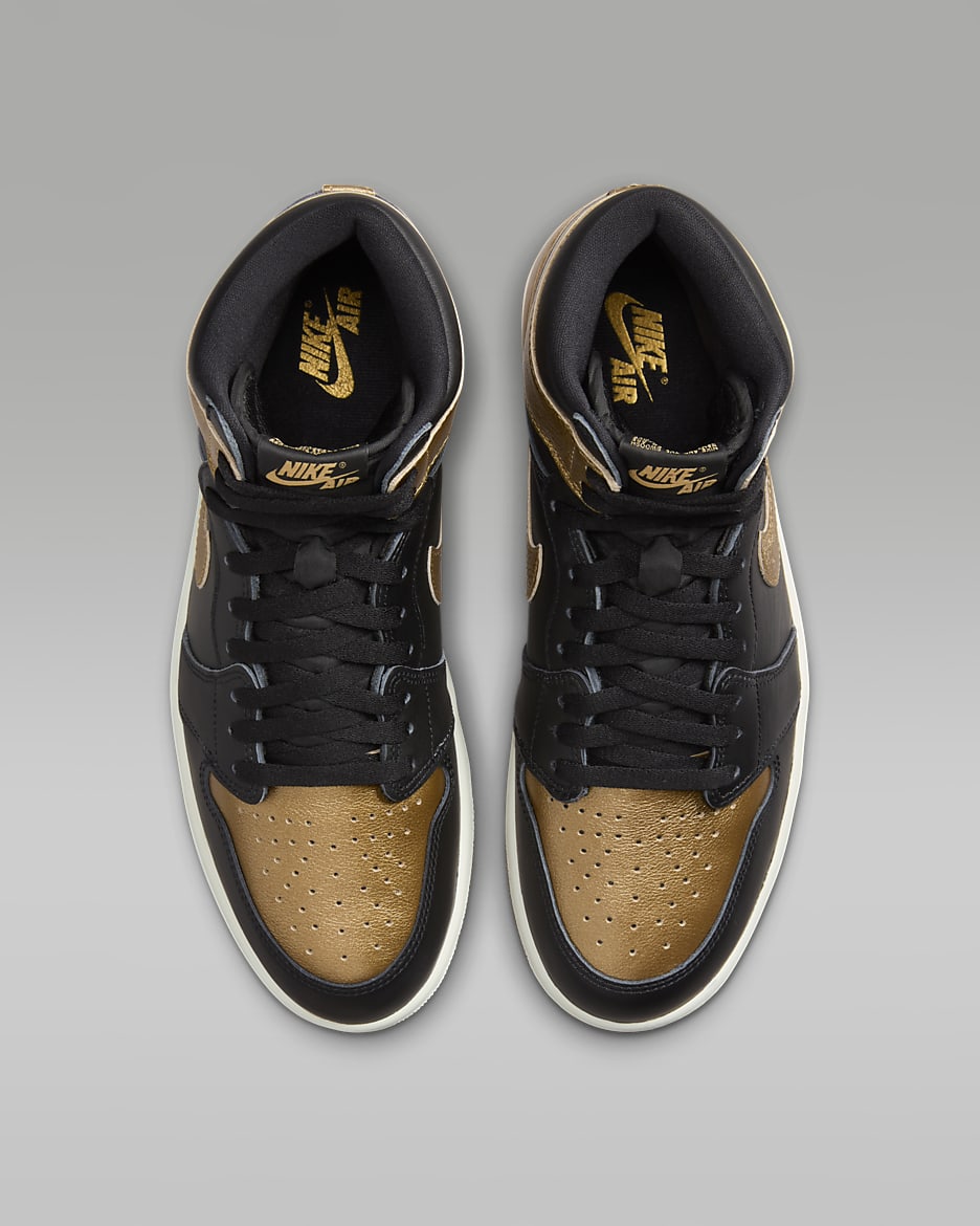 Air Jordan 1 Retro High OG 'Black and Gold' Men's Shoes - Black/Sail/Metallic Gold