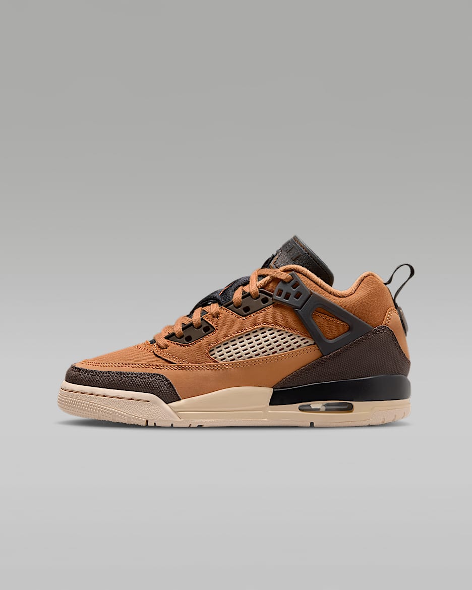 Jordan Spizike Low Older Kids' Shoes - Flax/Black/Sand Drift/Baroque Brown