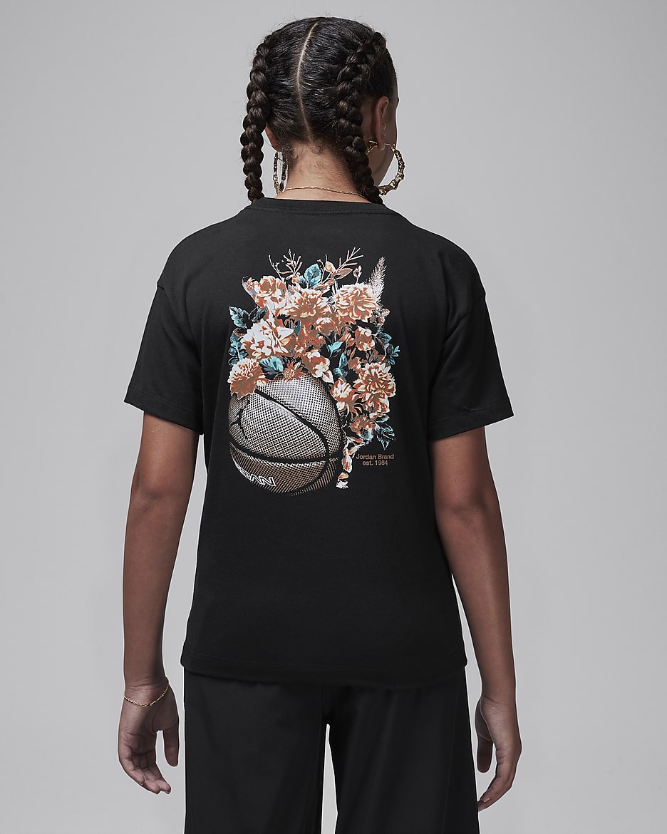 Jordan Older Kids' Floral Jumpman T-Shirt - Black