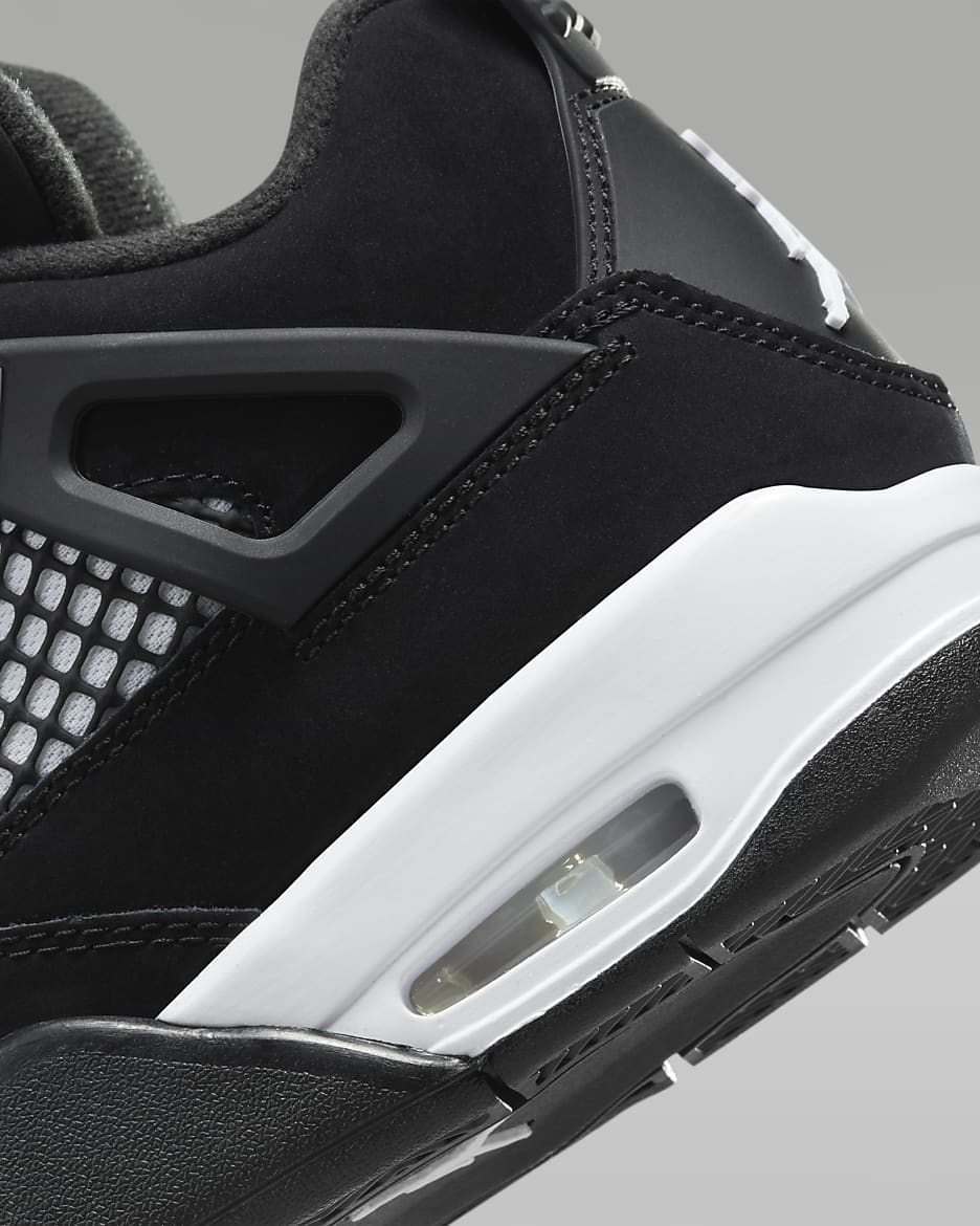 Air Jordan 4 Retro 'White Thunder' Older Kids' Shoes - Black/Black/White