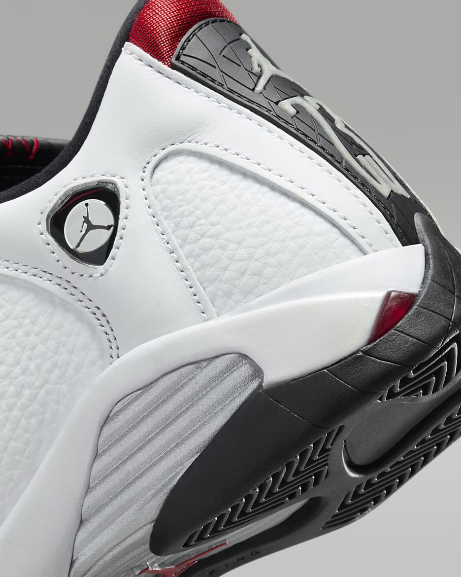 Air Jordan 14 Retro "Black Toe" Big Kids' Shoes - White/Black/Metallic Silver/Varsity Red