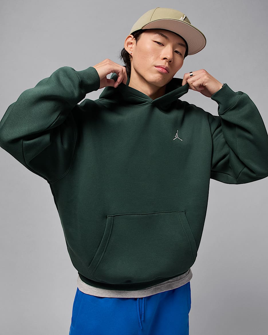 Jordan Brooklyn Fleece Men's Oversized Pullover Hoodie - Midnight Green/Sail