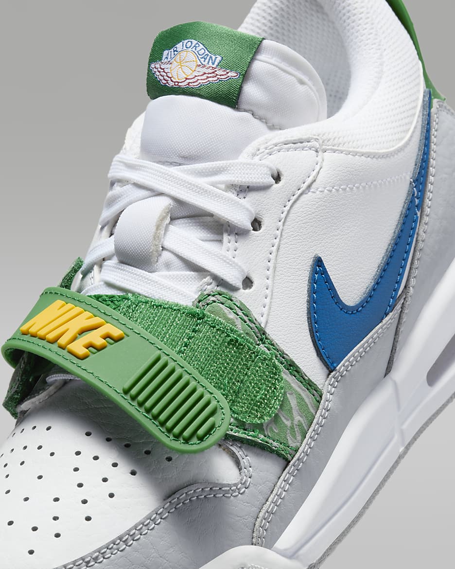 Air Jordan Legacy 312 低筒大童鞋款 - 白色/Wolf Grey/Pine Green/Industrial Blue