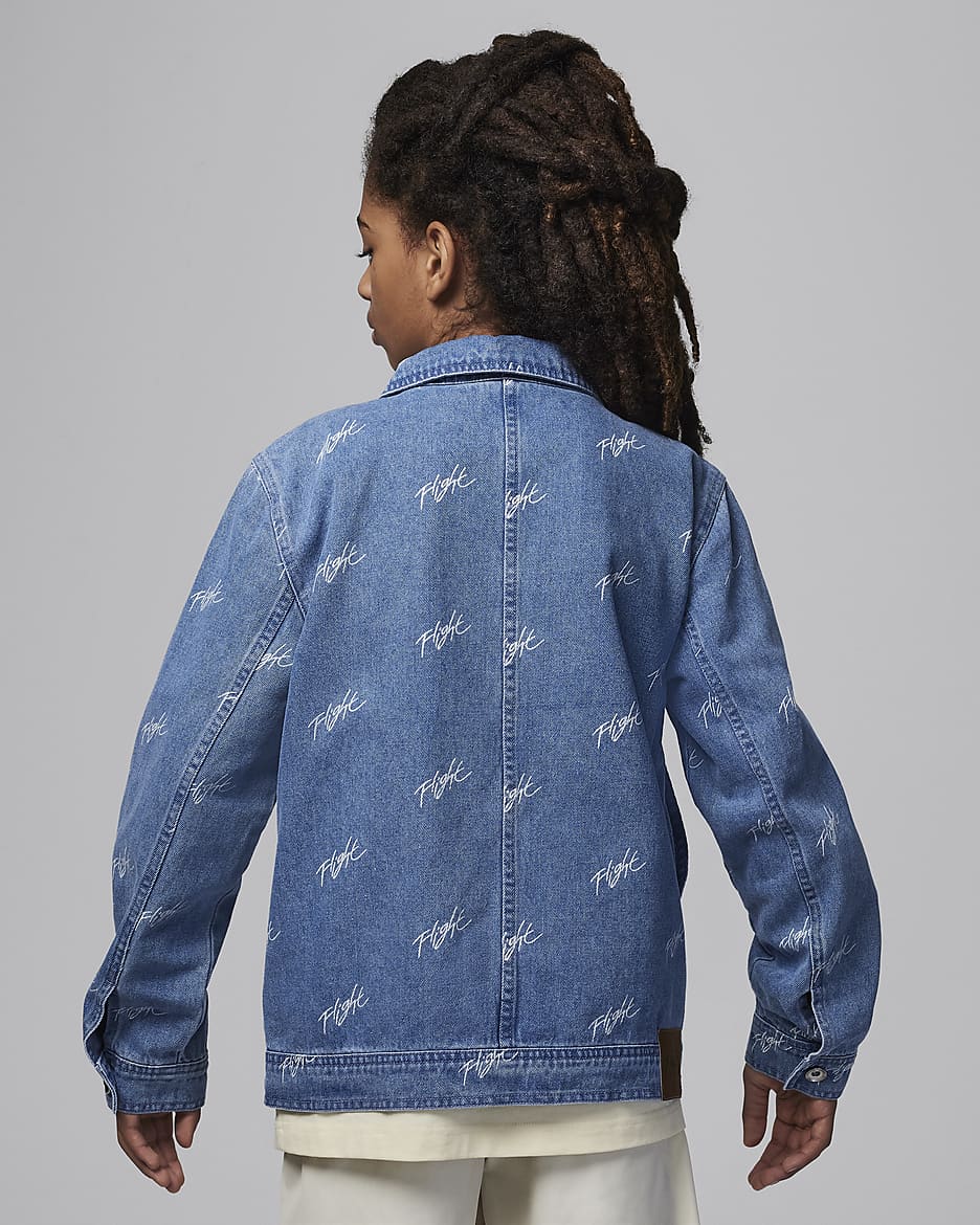 Jordan Flight Heritage Big Kids' Denim Jacket - Blue Grey