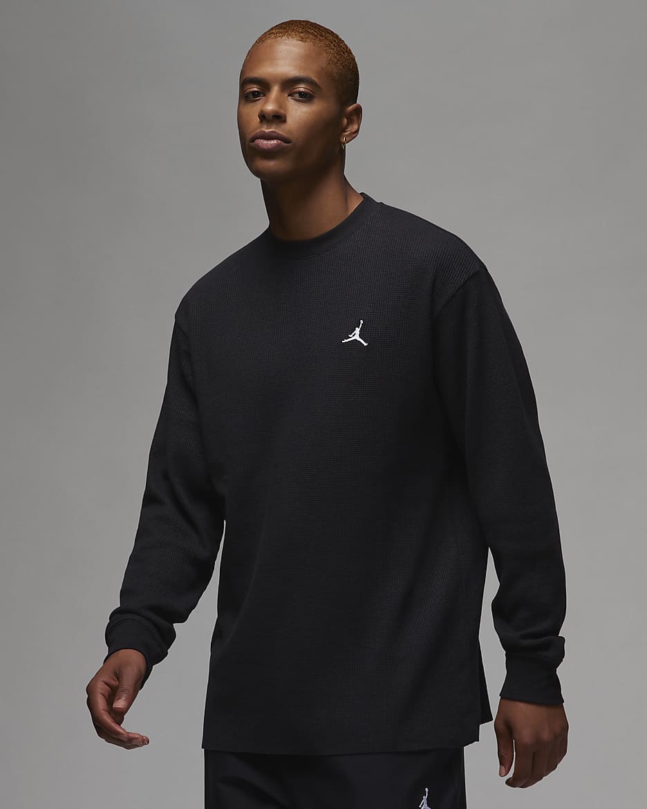 เสื้อถักวาฟเฟิลผู้ชาย Jordan Essentials - ดำ/ขาว