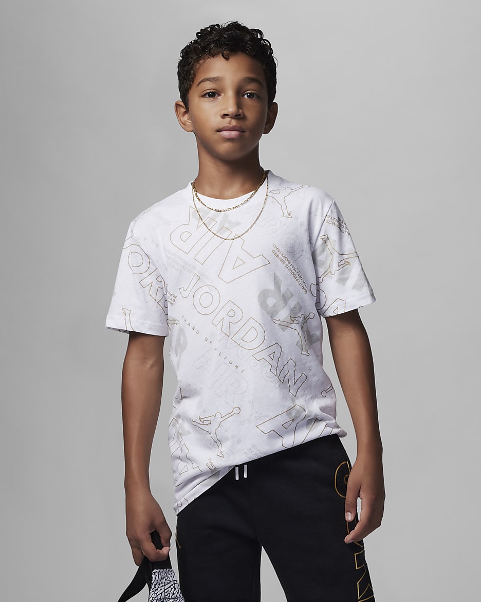 Jordan Golden Flight Printed Tee Older Kids' T-Shirt - White