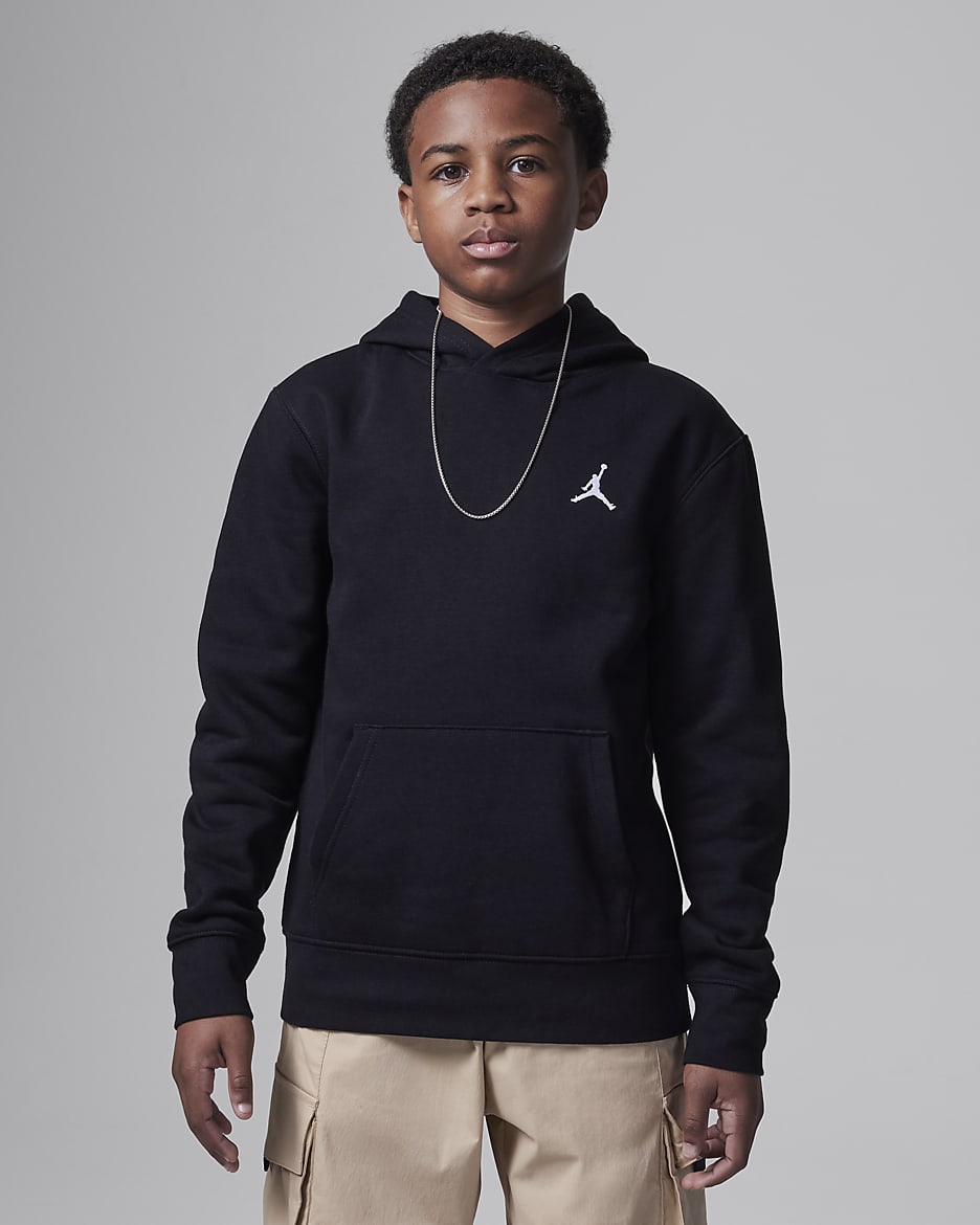 Jordan MJ Brooklyn Older Kids' Fleece Pullover Hoodie - Black