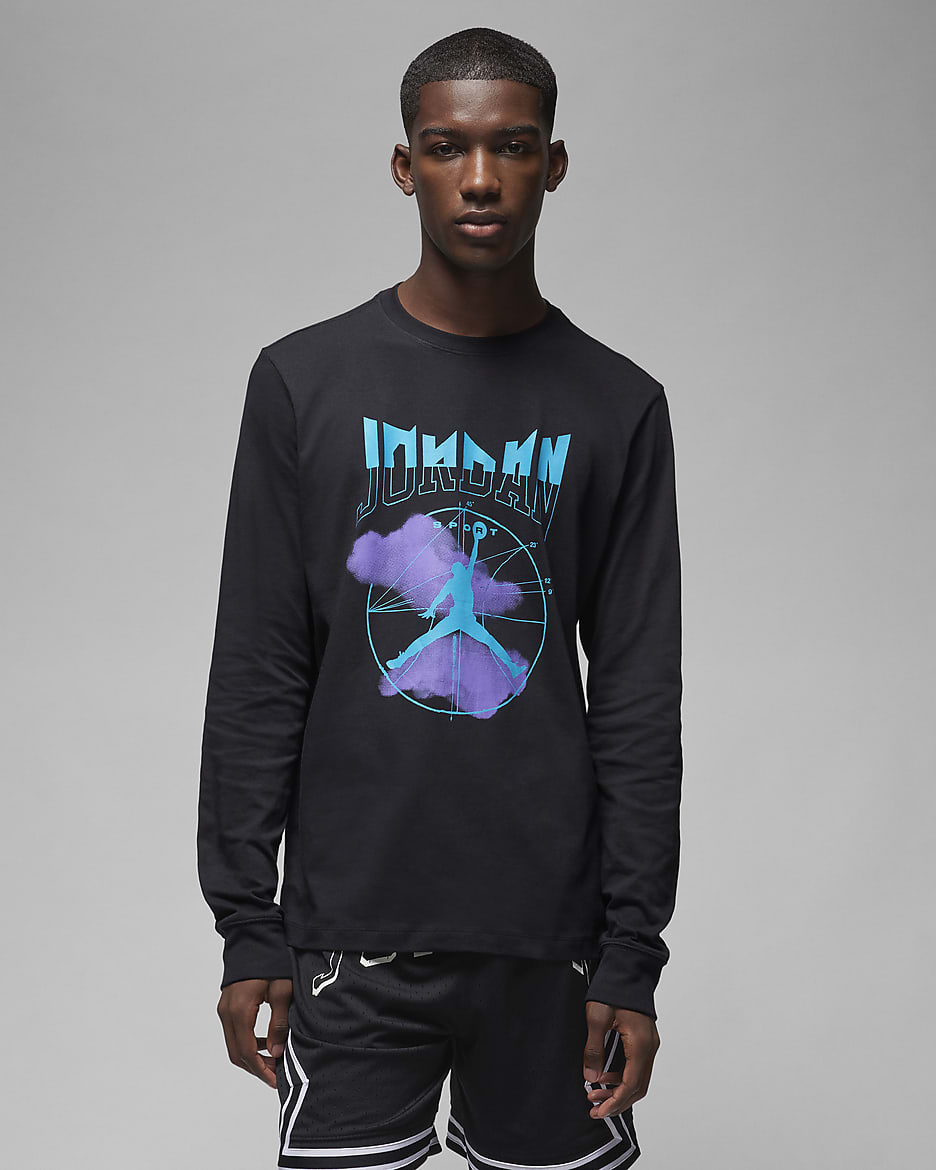 Jordan Sport Men's Long-Sleeve T-Shirt - Black/Psychic Purple/Aquatone