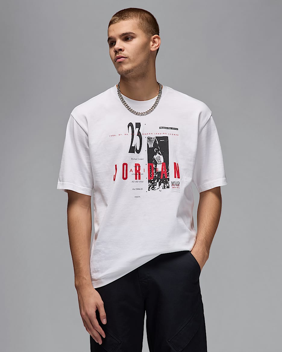 Jordan Reissue Camiseta - Hombre - Blanco/Gym Red/Negro