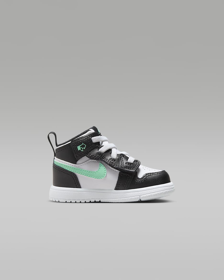 Jordan 1 Mid Alt Schuh für Babys und Kleinkinder - Weiß/Schwarz/Green Glow