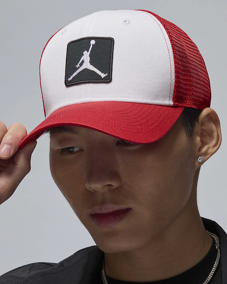 Jordan Rise Structured Hat - White/Gym Red/White