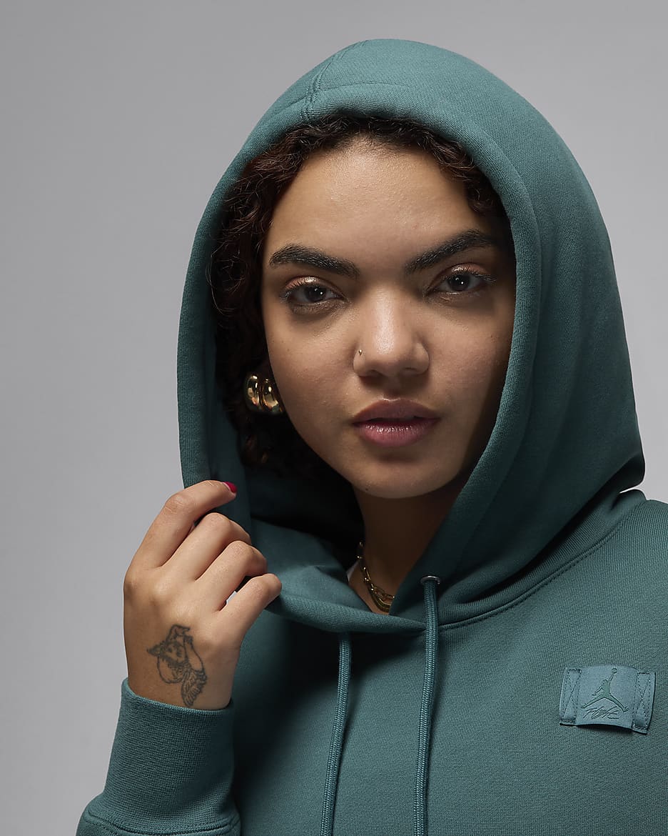 Sudadera con gorro sin cierre forrado de satén para mujer Jordan Flight Fleece - Verde oxidado