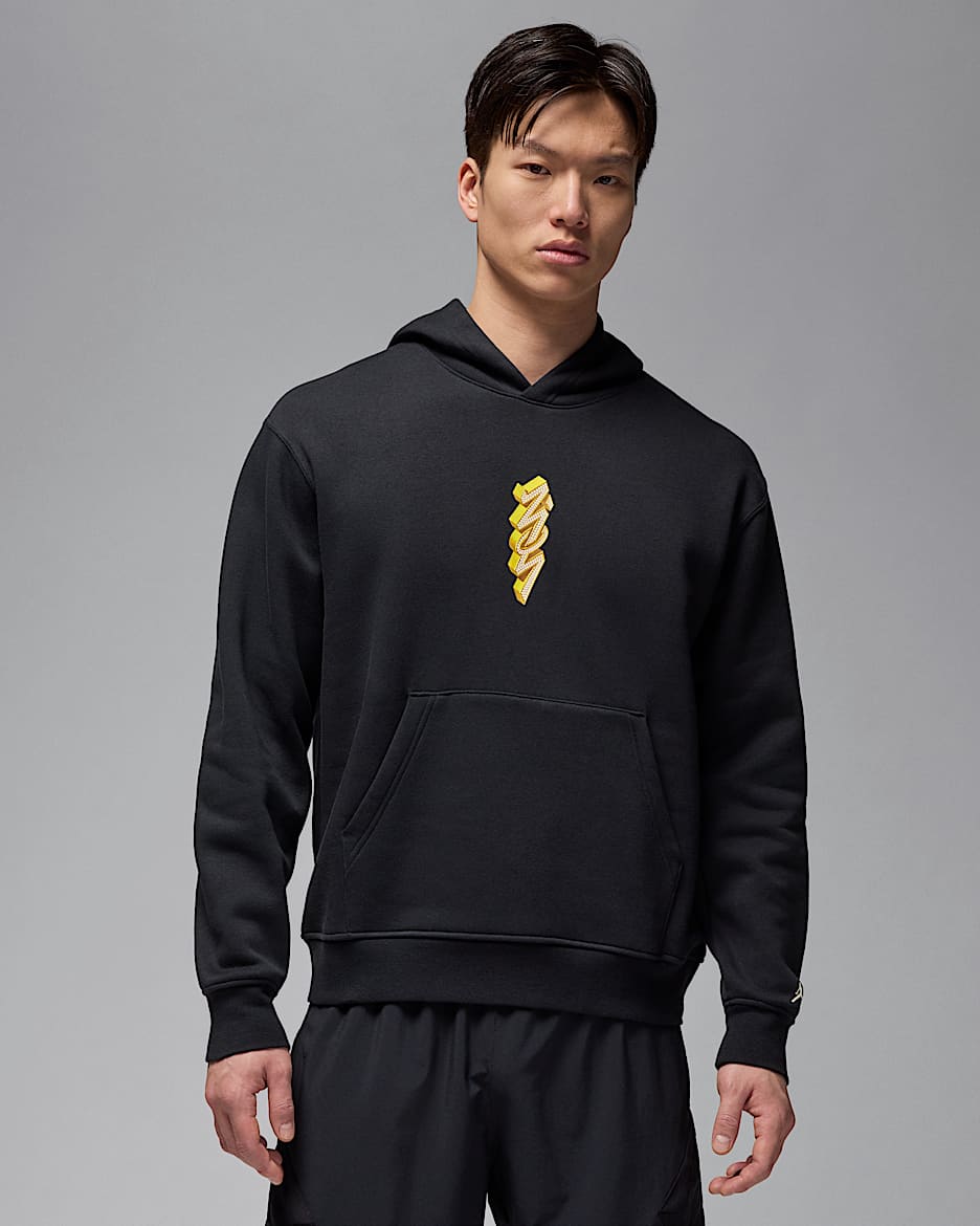 Sudadera con gorro sin cierre de tejido Fleece para hombre Zion - Negro/Leche de coco