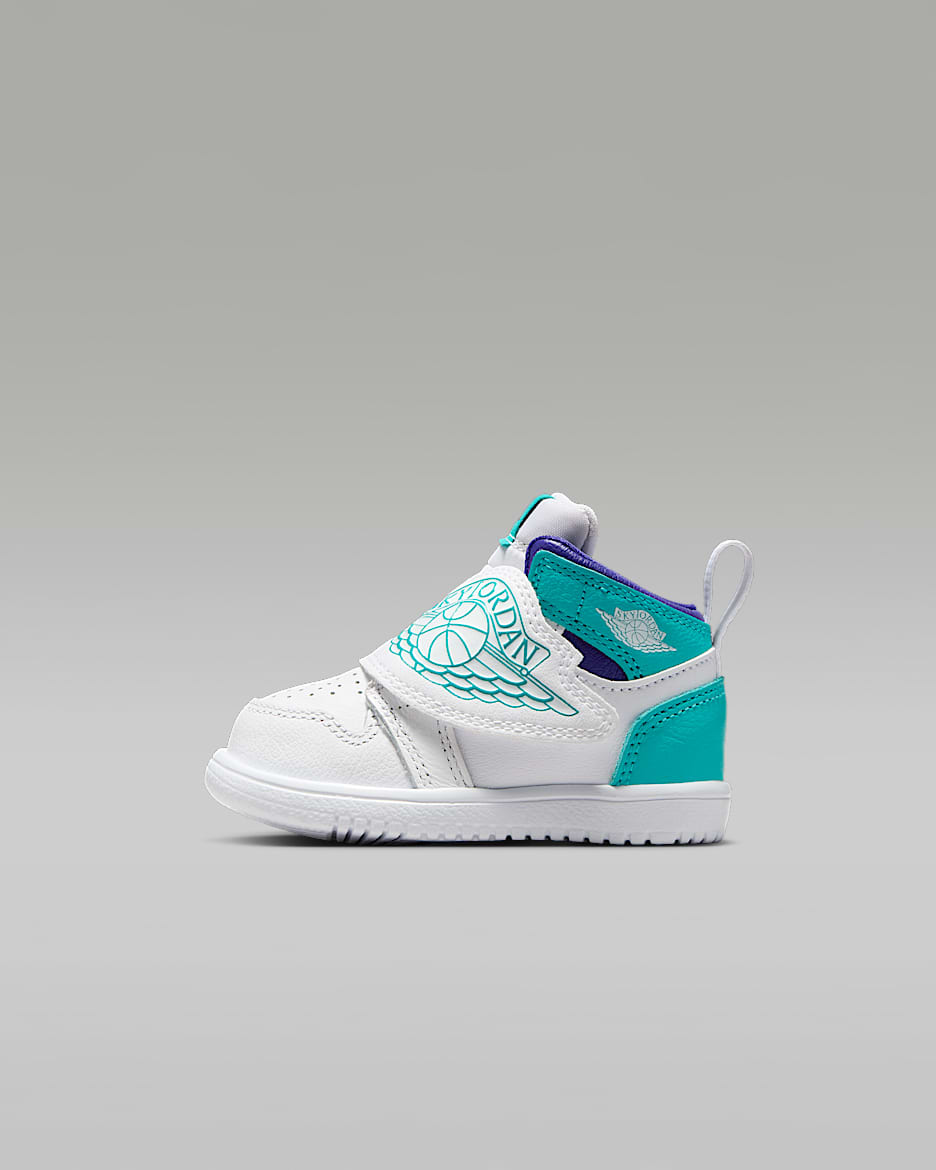 Sapatilhas Sky Jordan 1 para bebé - Branco/Esmeralda New/Grape Ice