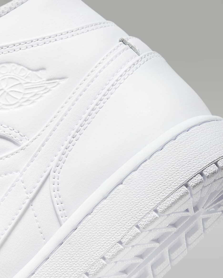 Air Jordan 1 Mid Shoes - White/White/White