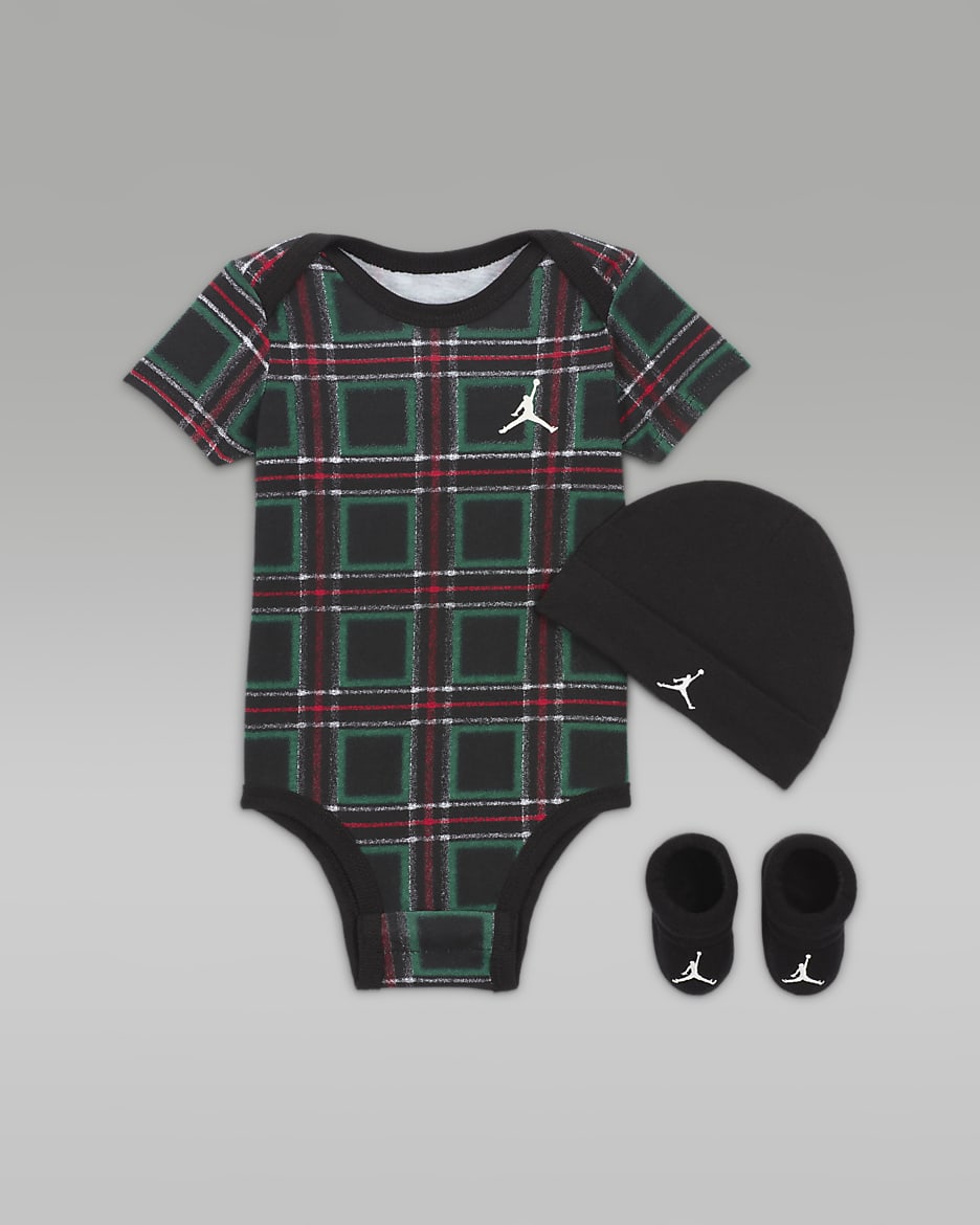 Conjunto en caja de 3 piezas para bebé (0-9 meses) Jordan Brooklyn Essentials - Negro