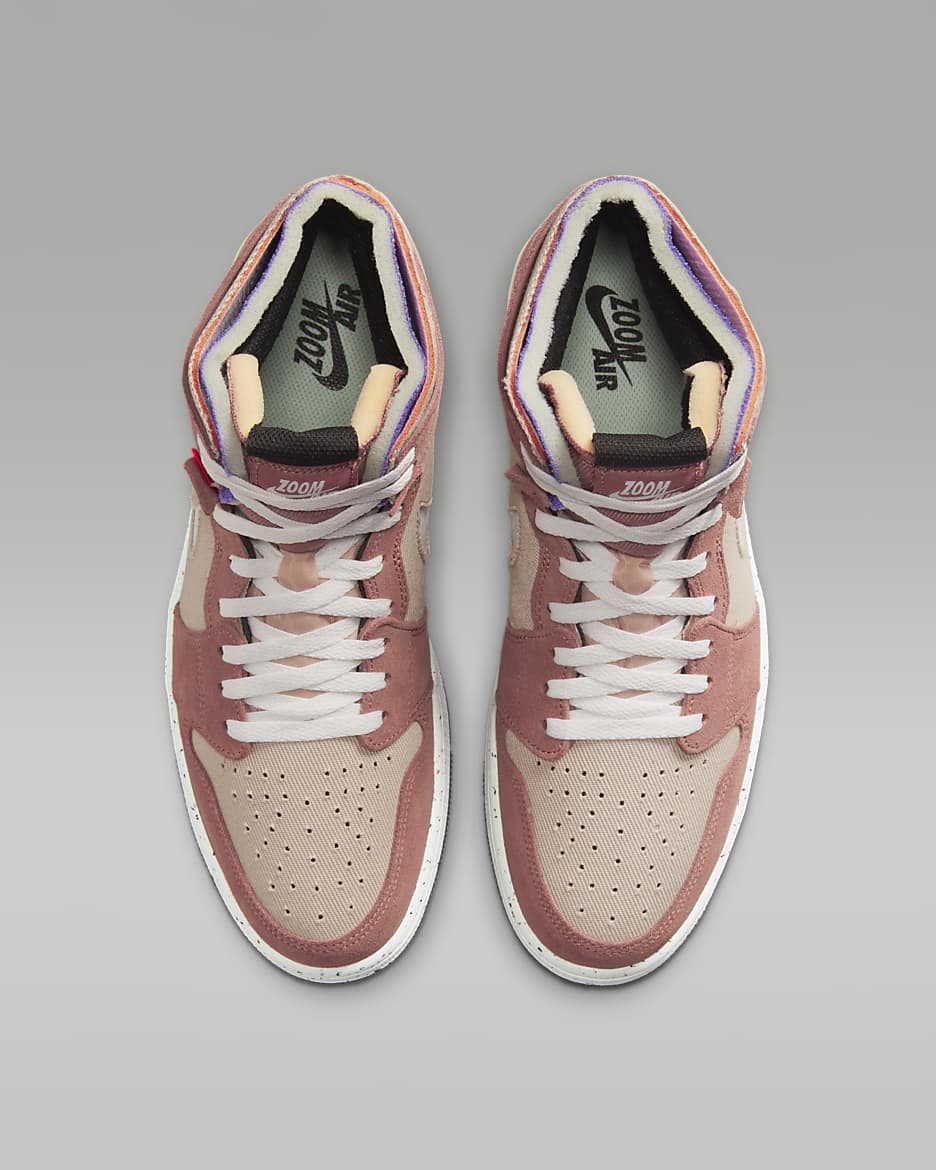 Air Jordan 1 Zoom CMFT Shoes - Fossil Stone/Fossil Rose/Psychic Purple/White