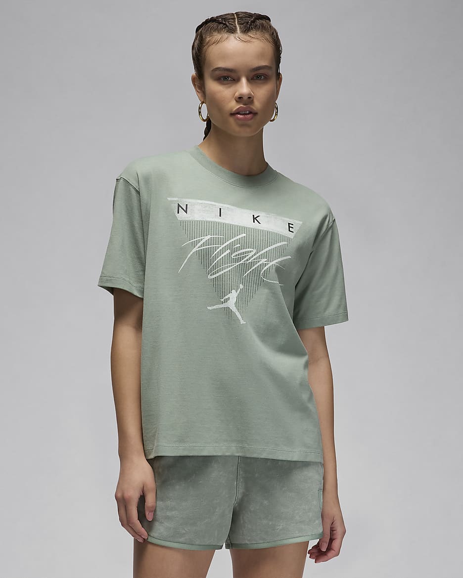 Jordan Flight Heritage Playera con gráfico para mujer - Humo jade/Verde ligero