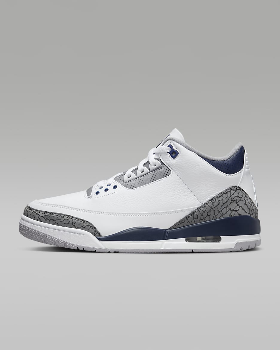 รองเท้าผู้ชาย Air Jordan 3 Retro - ขาว/Cement Grey/ดำ/Midnight Navy