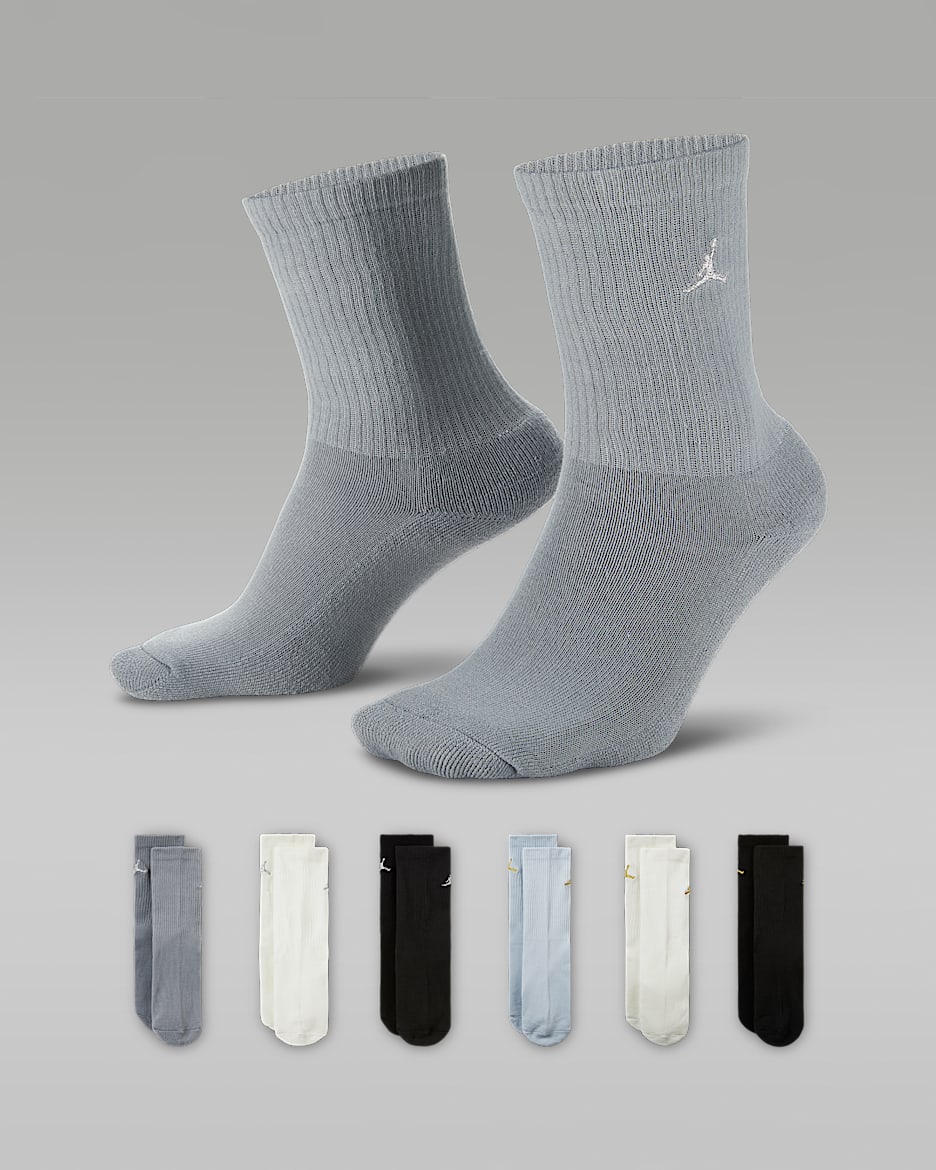 Jordan Everyday Essentials Older Kids' Crew Socks (6 Pairs) - Black/Sail