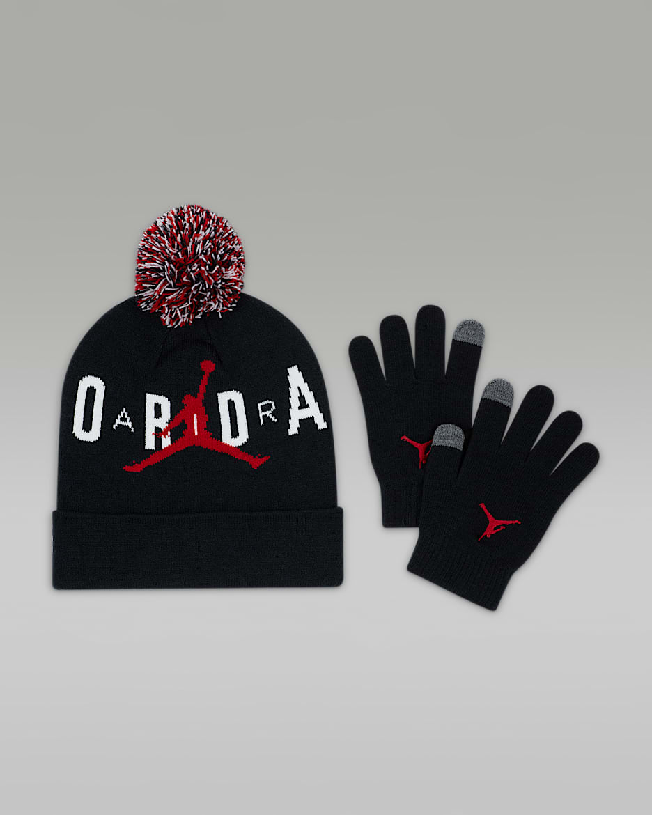 Jordan Pom-Pom Beanie Set Older Kids' 2-Piece Set - Black
