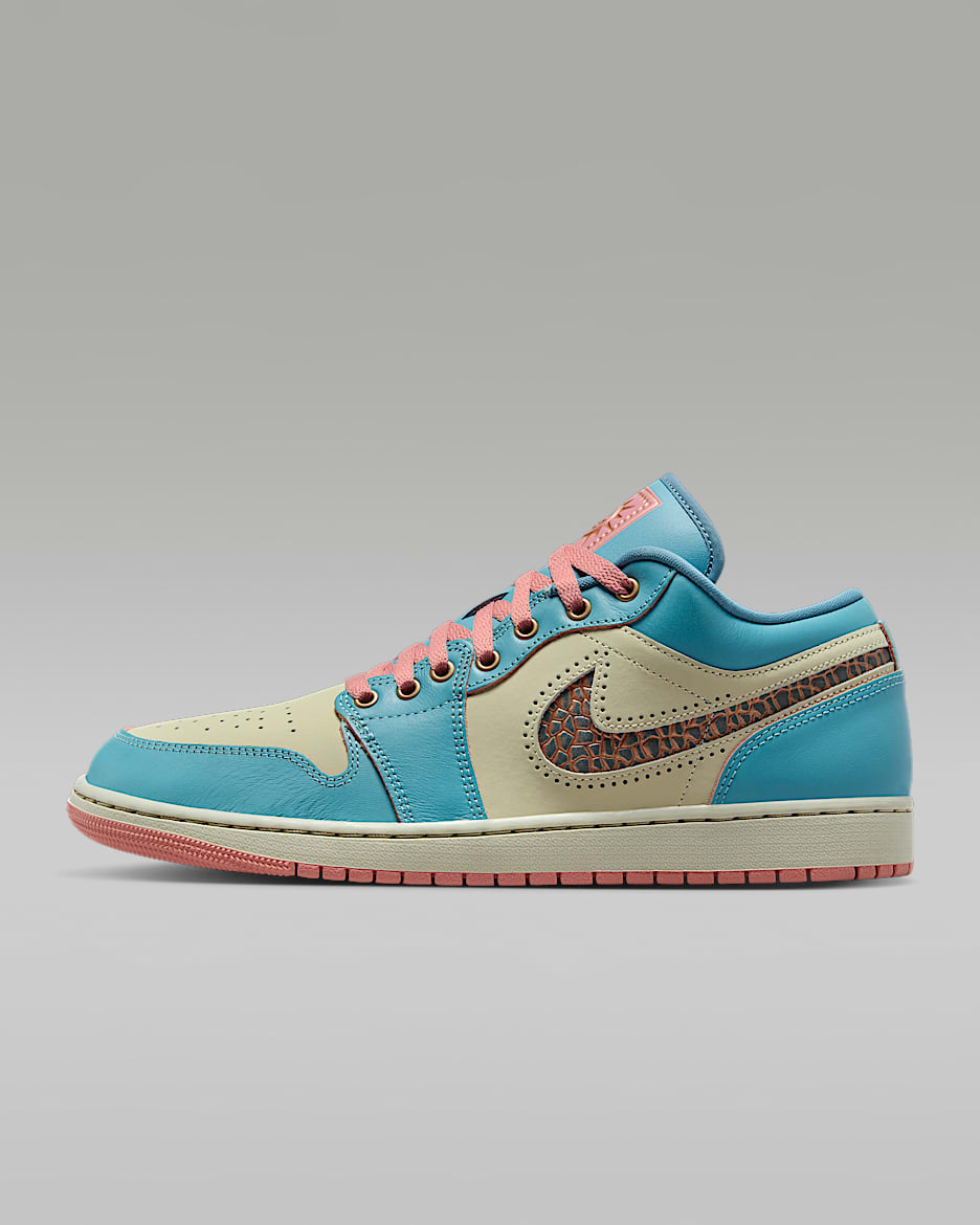 Air Jordan 1 Low SE Men's Shoes - Denim Turquoise/Red Stardust/Light Stone/Smoky Blue