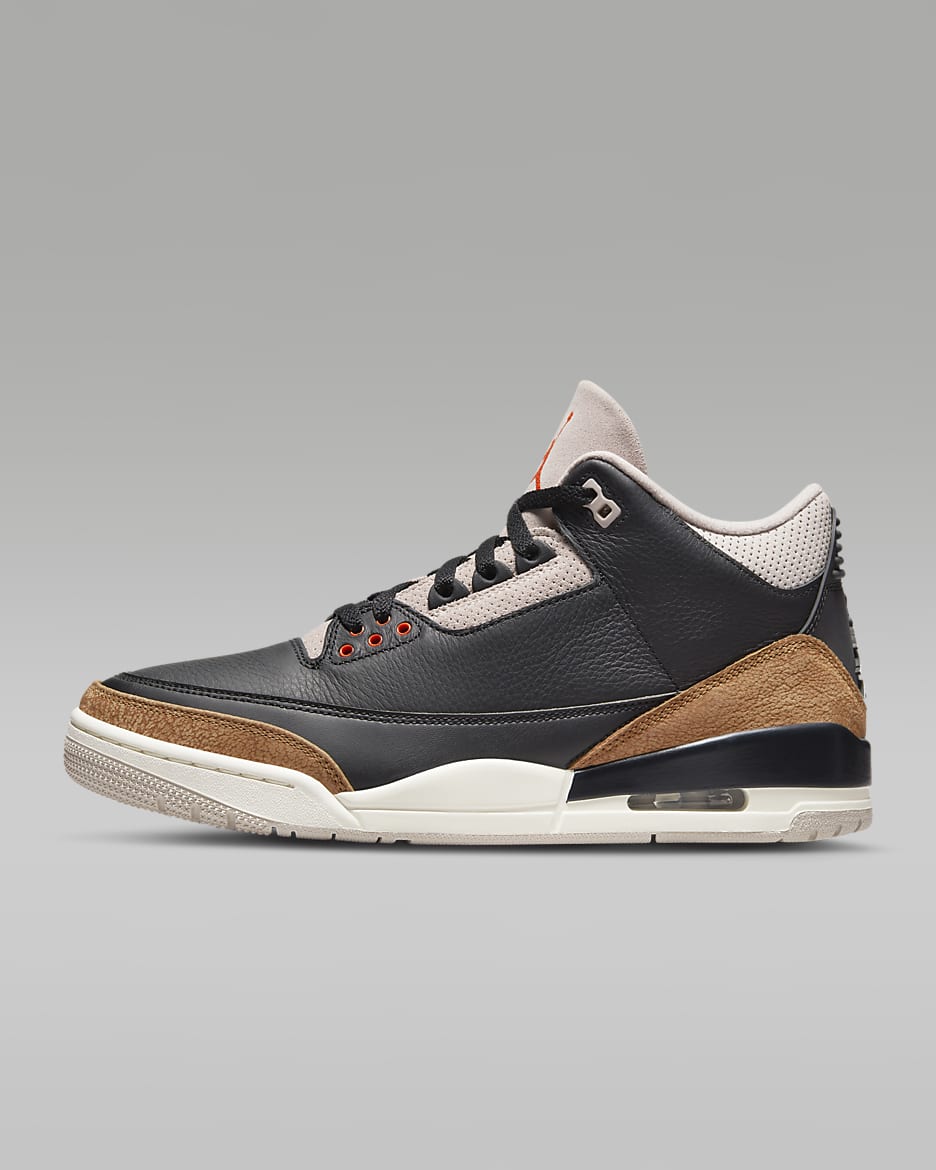 รองเท้าผู้ชาย Air Jordan 3 Retro - ดำ/Fossil Stone/Sail/Rush Orange