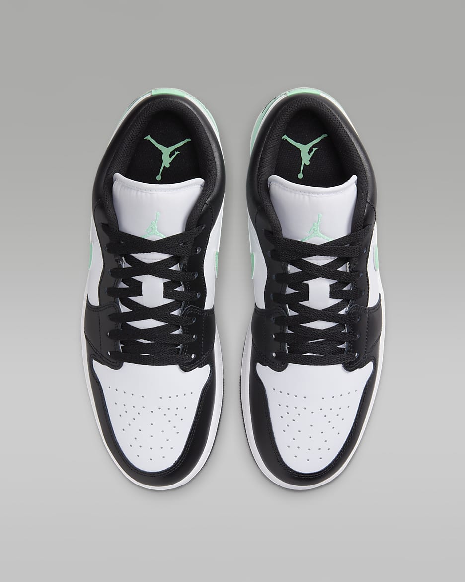 Air Jordan 1 Low Men's Shoes - White/Green Glow/Black