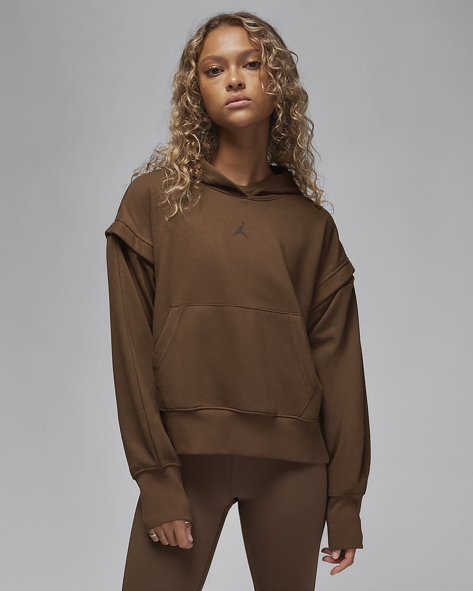 Jordan Sport-hættetrøje i fleece til kvinder - Cacao Wow/sort