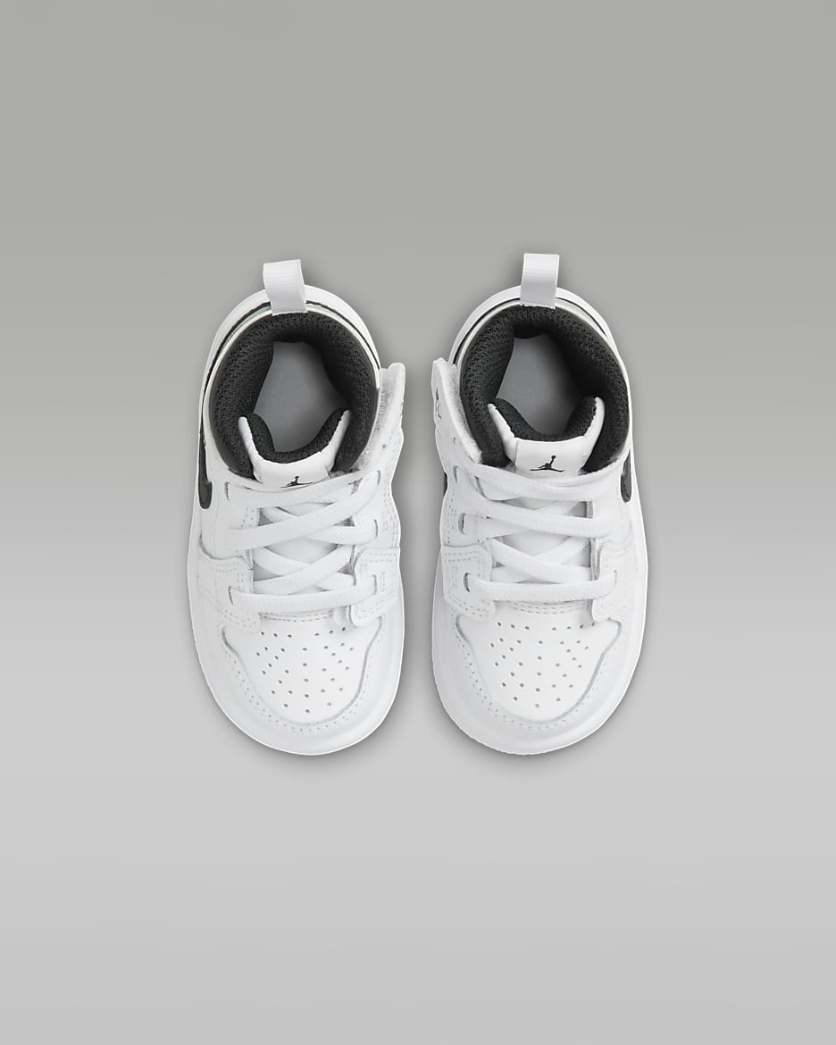 Jordan 1 Mid Alt-sko til babyer/småbørn - hvid/hvid/sort/sort